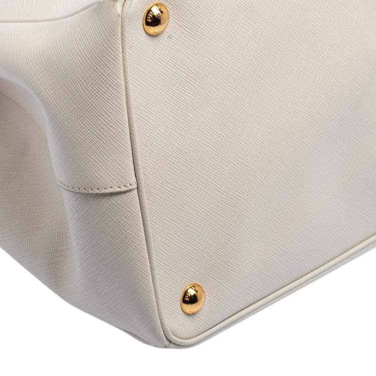 Pre Owned Prada Cream Saffiano Lux Leather Large Galleria Tote