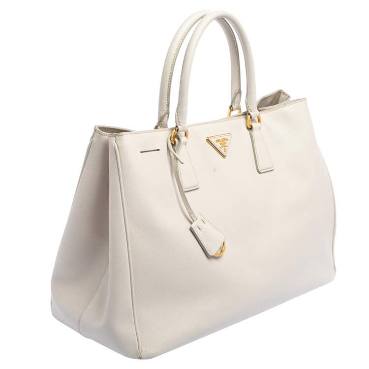Pre Owned Prada Cream Saffiano Lux Leather Large Galleria Tote