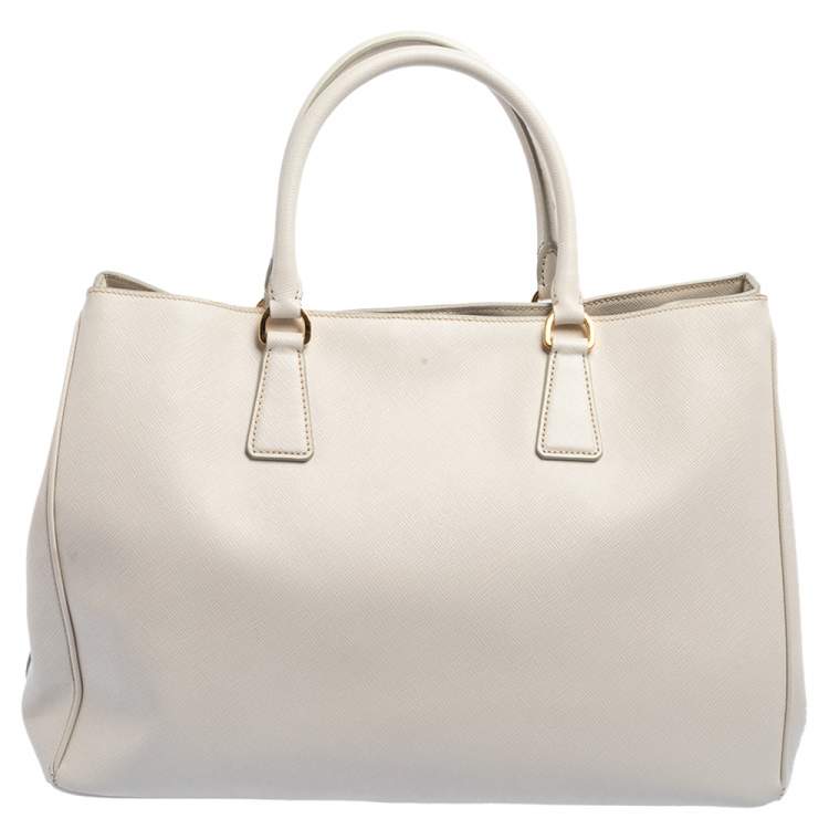 Pre Owned Prada Cream Saffiano Lux Leather Large Galleria Tote