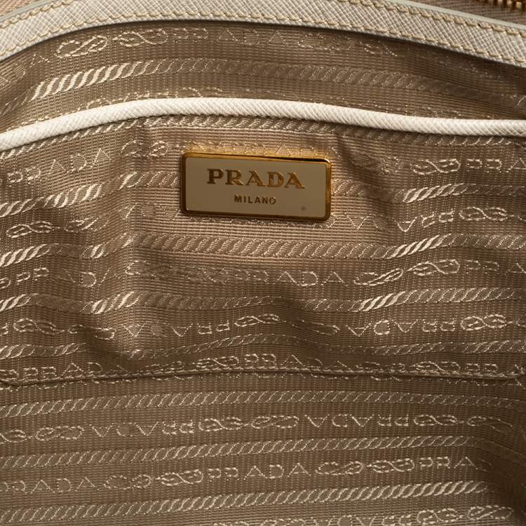 Pre Owned Prada Cream Saffiano Lux Leather Large Galleria Tote