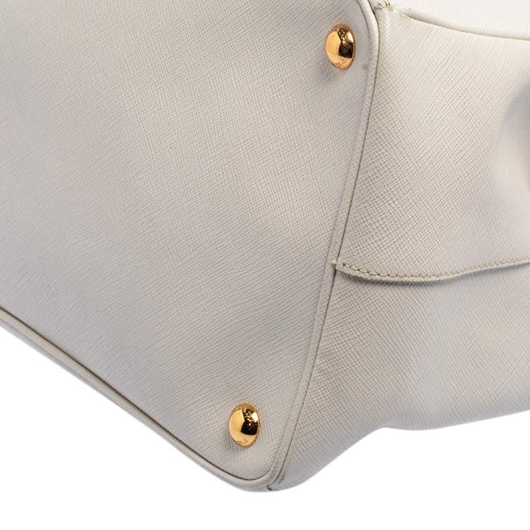Pre Owned Prada Cream Saffiano Lux Leather Large Galleria Tote