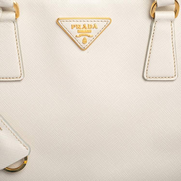 Pre Owned Prada Cream Saffiano Lux Leather Large Galleria Tote