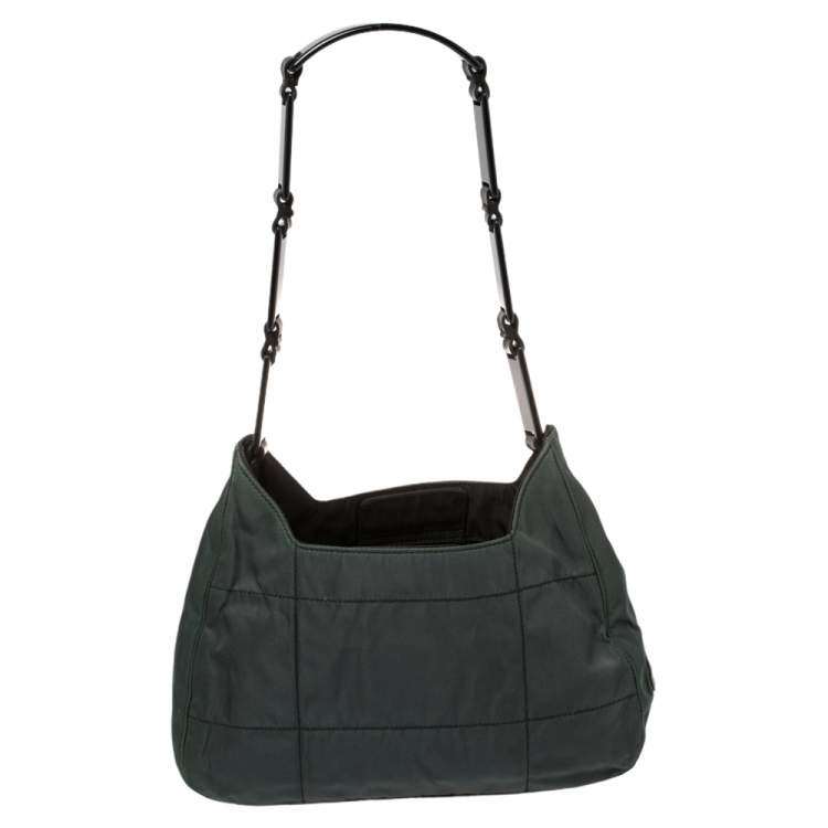 Pre Owned Prada Green Quilted Fabric Hobo