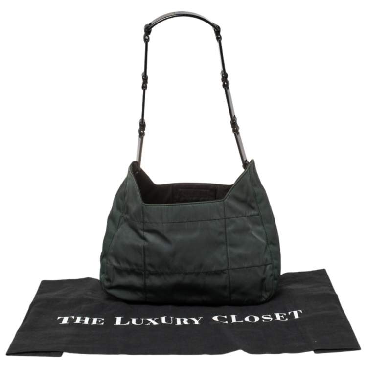 Pre Owned Prada Green Quilted Fabric Hobo
