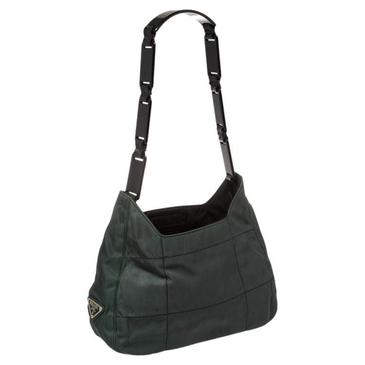 Pre Owned Prada Green Quilted Fabric Hobo