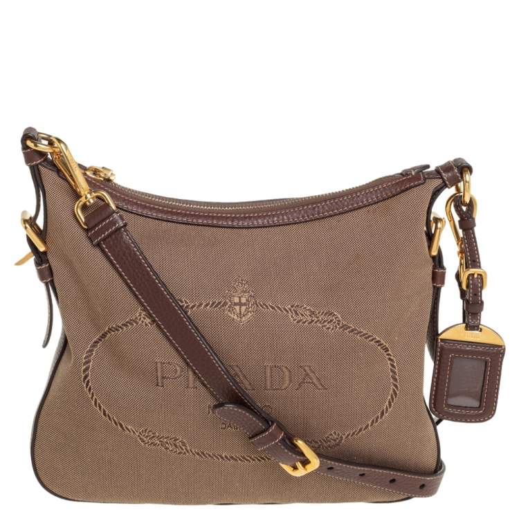 Prada Jacquard Fabric Trim Crossbody Bag