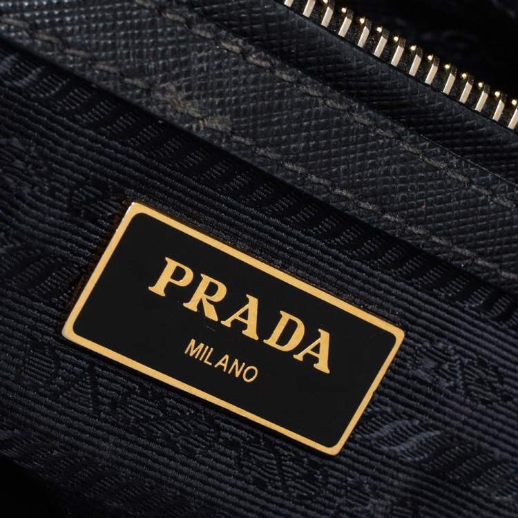 Pre Owned Prada Black Saffiano Lux Leather Small Galleria Tote