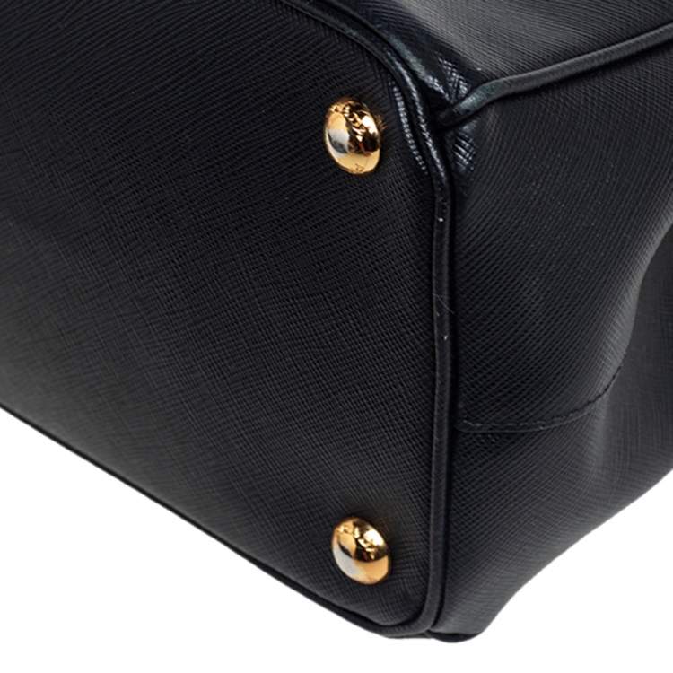 Pre Owned Prada Black Saffiano Lux Leather Small Galleria Tote
