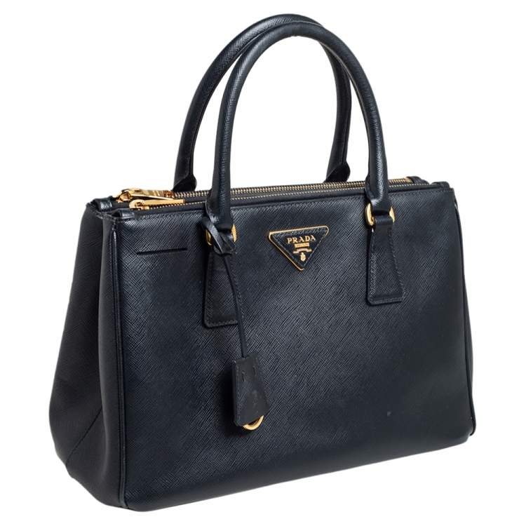 Pre Owned Prada Black Saffiano Lux Leather Small Galleria Tote