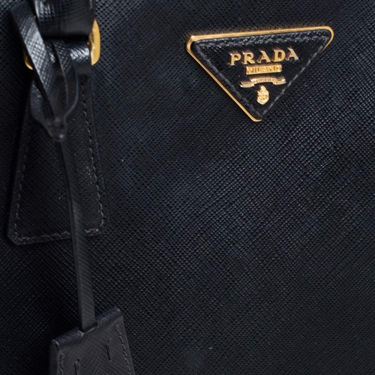 Pre Owned Prada Black Saffiano Lux Leather Small Galleria Tote