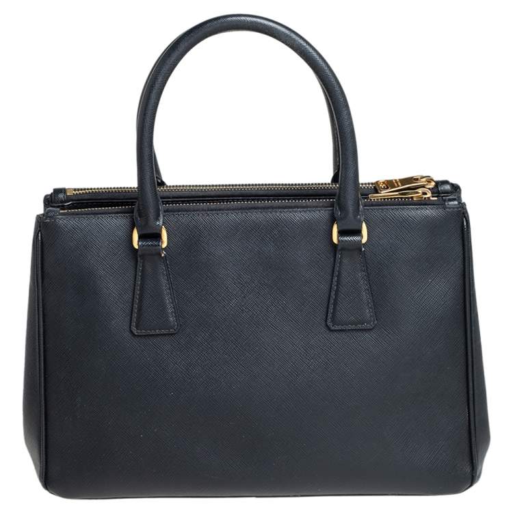 Pre Owned Prada Black Saffiano Lux Leather Small Galleria Tote