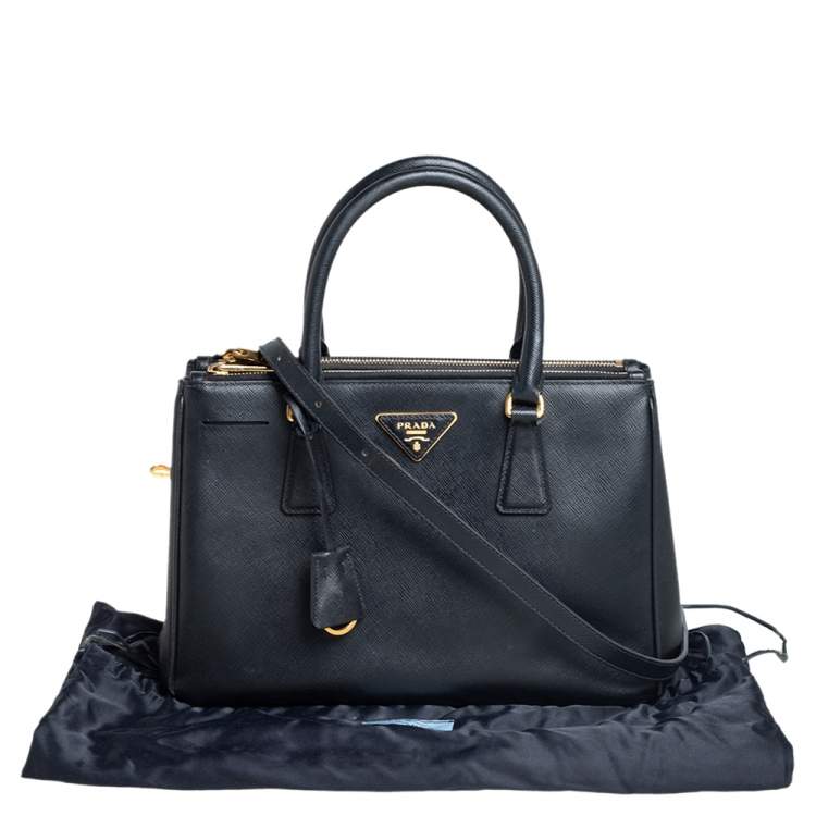 Pre Owned Prada Black Saffiano Lux Leather Small Galleria Tote
