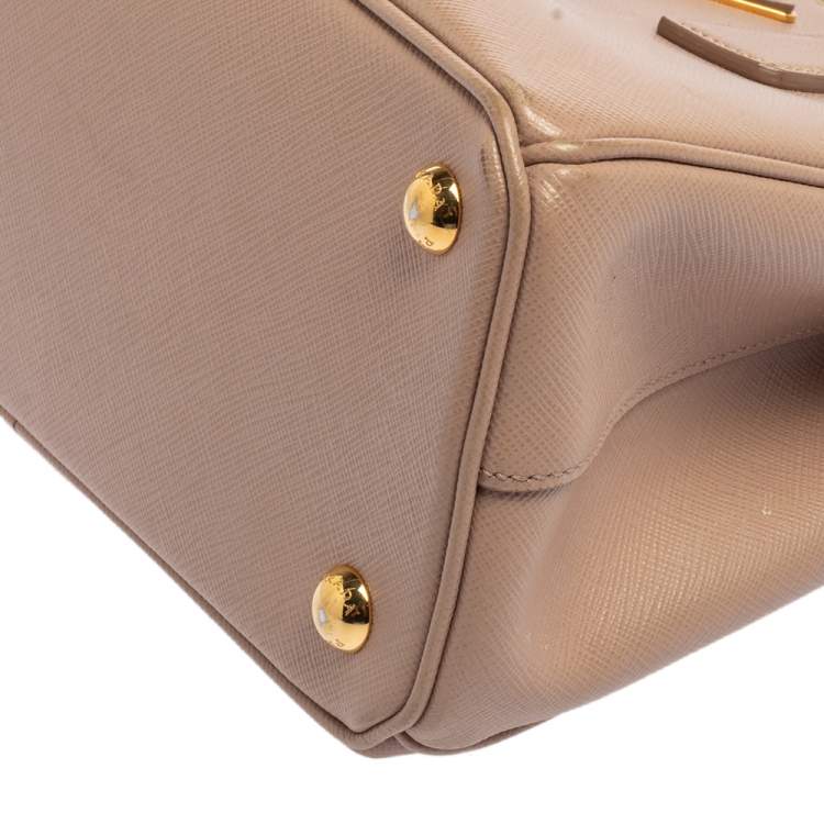 Pre Owned Prada Beige Saffinao Leather Mini Galleria Tote