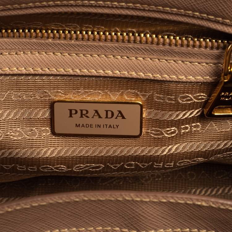 Pre Owned Prada Beige Saffinao Leather Mini Galleria Tote