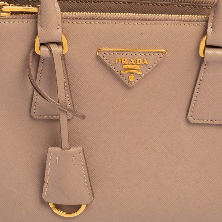 Pre Owned Prada Beige Saffinao Leather Mini Galleria Tote