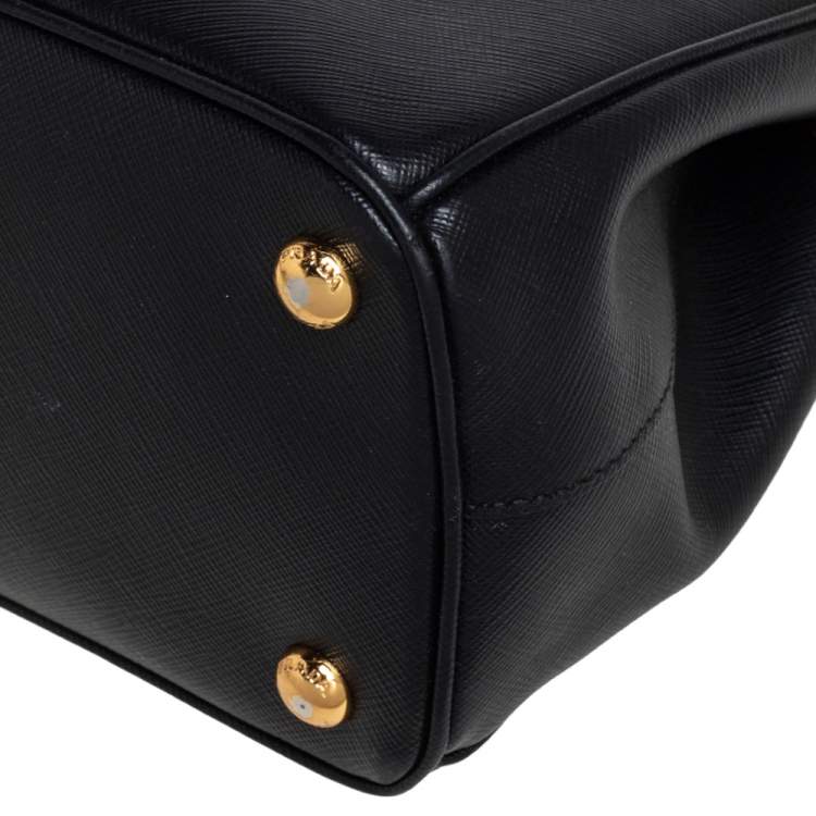Pre Owned Prada Black Saffiano Lux Leather Mini Galleria Tote