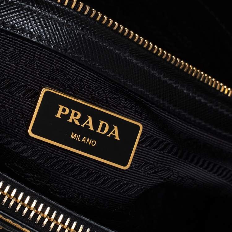 Pre Owned Prada Black Saffiano Lux Leather Mini Galleria Tote