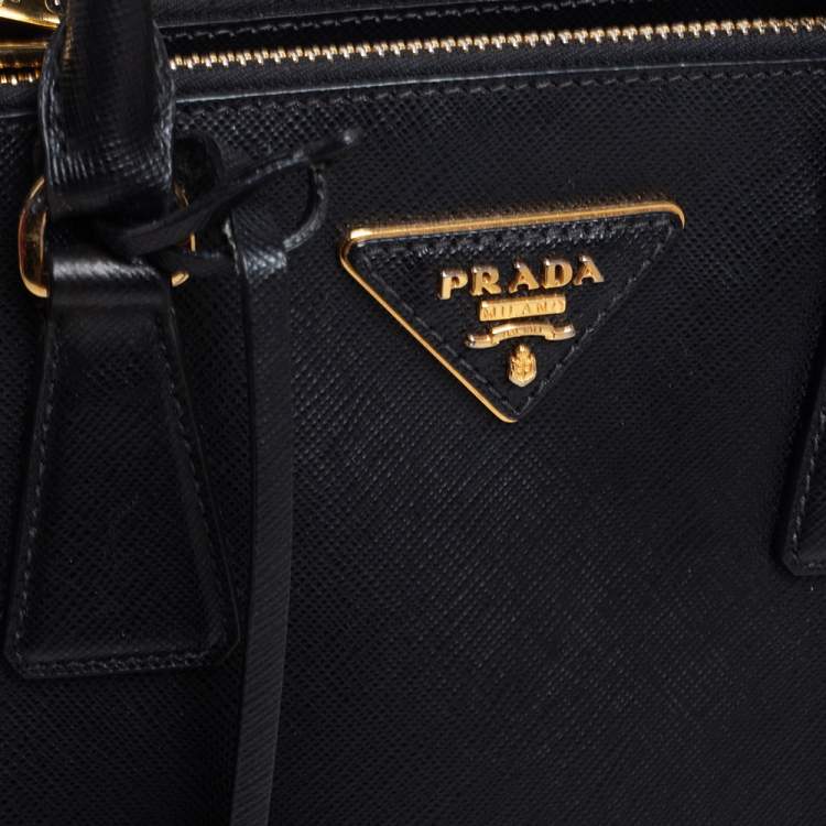 Pre Owned Prada Black Saffiano Lux Leather Mini Galleria Tote