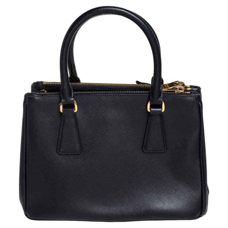 Pre Owned Prada Black Saffiano Lux Leather Mini Galleria Tote