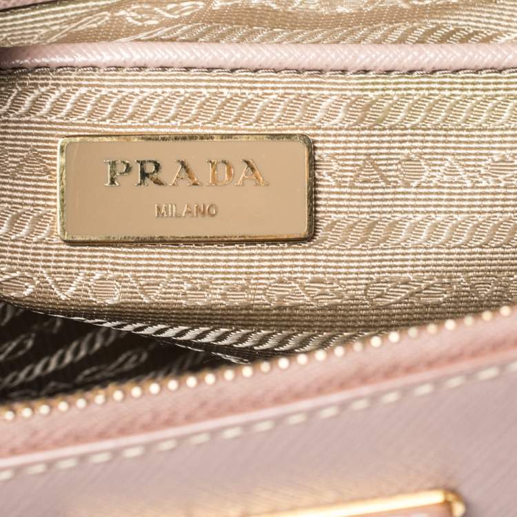 Pre Owned Prada Dusty Pink Saffiano Lux Leather Medium Galleria Tote