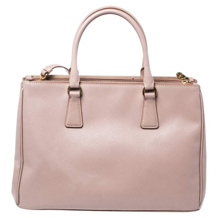 Pre Owned Prada Dusty Pink Saffiano Lux Leather Medium Galleria Tote