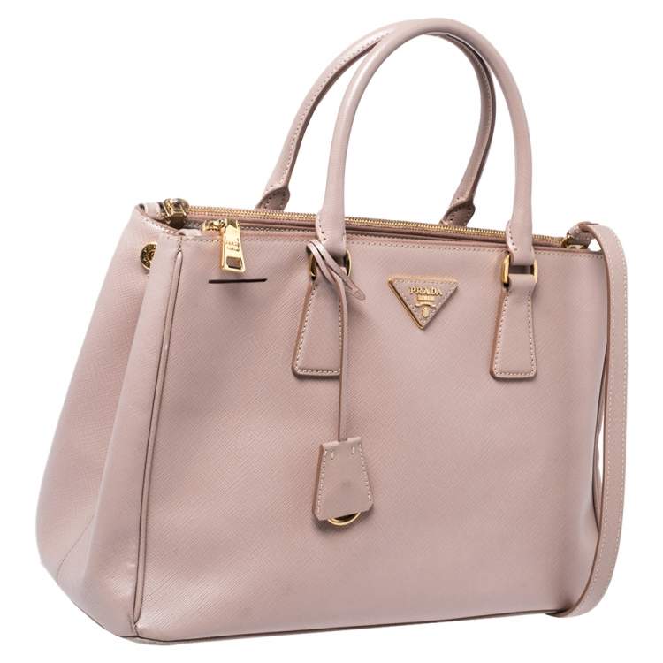 Pre Owned Prada Dusty Pink Saffiano Lux Leather Medium Galleria Tote