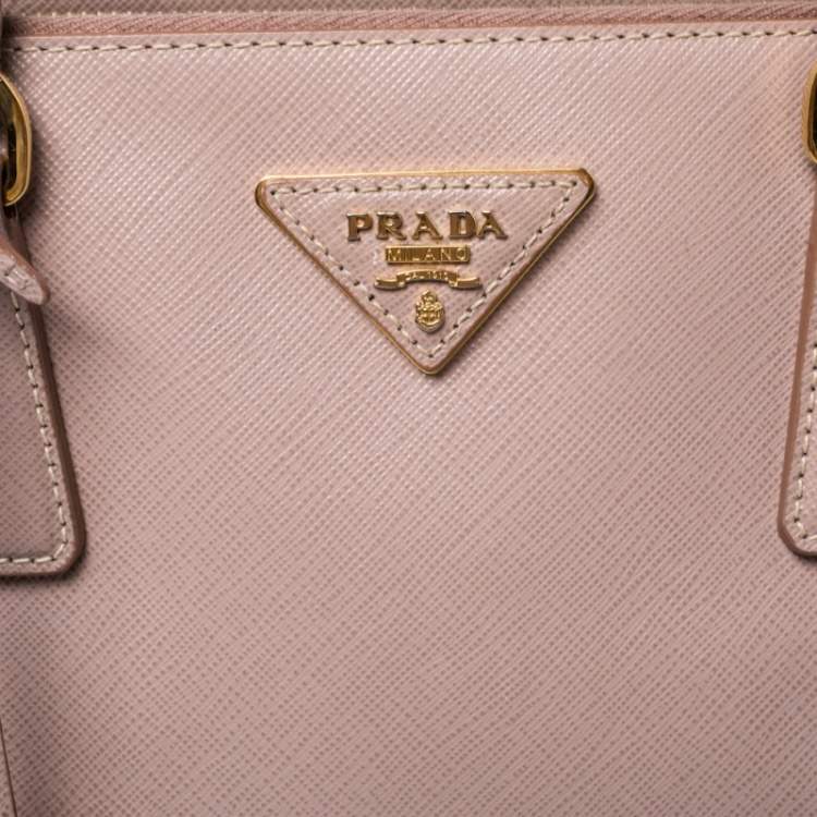 Pre Owned Prada Dusty Pink Saffiano Lux Leather Medium Galleria Tote