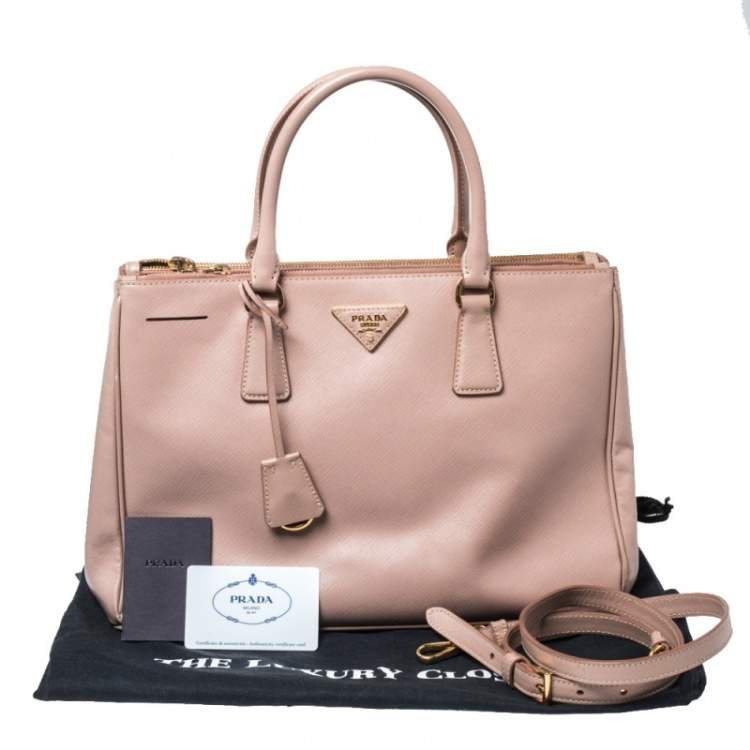 Pre Owned Prada Dusty Pink Saffiano Lux Leather Medium Galleria Tote