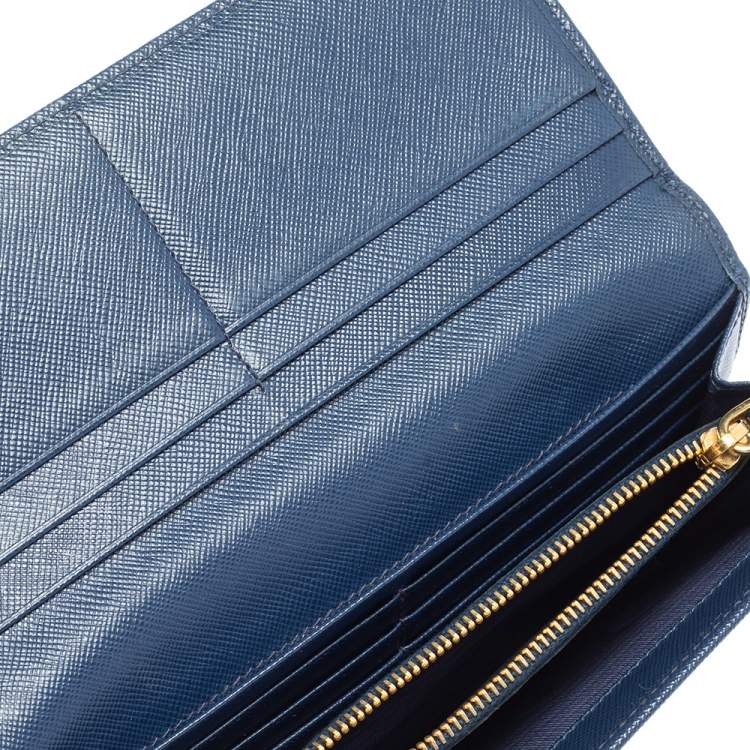 prada saffiano wallet blue