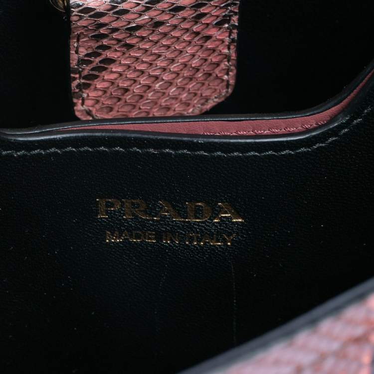 Pre Owned Prada Pink Python Small Panier Top Handle Bag