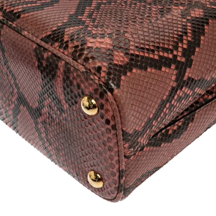 Pre Owned Prada Pink Python Small Panier Top Handle Bag