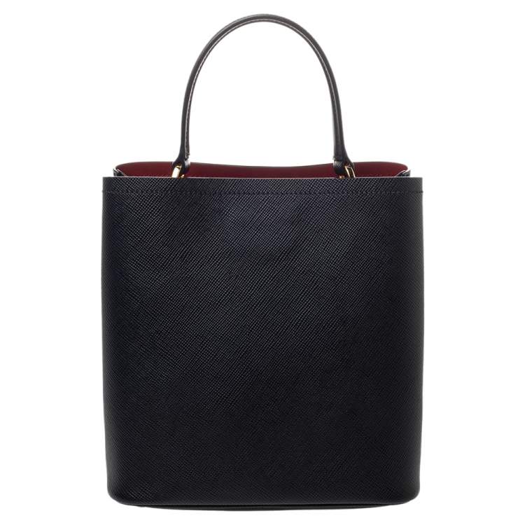 Pre Owned Prada Black Saffiano Leather Panier Top Handle Bag