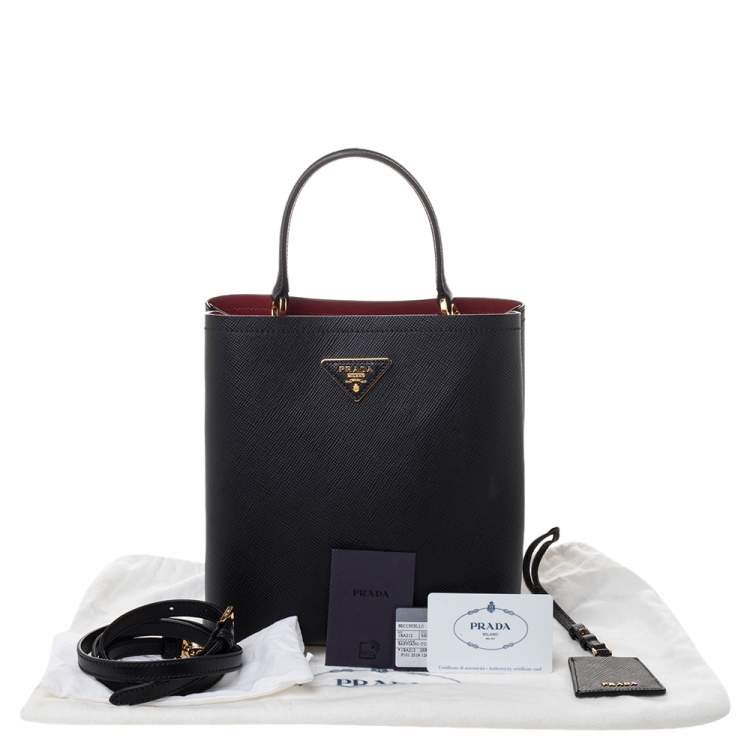 Pre Owned Prada Black Saffiano Leather Panier Top Handle Bag