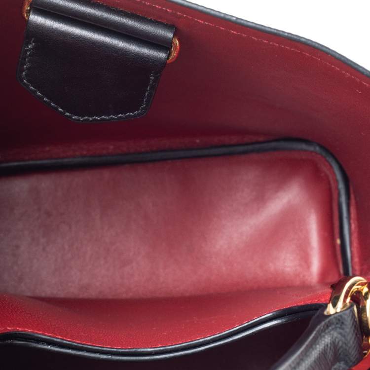 Pre Owned Prada Black Saffiano Leather Panier Top Handle Bag