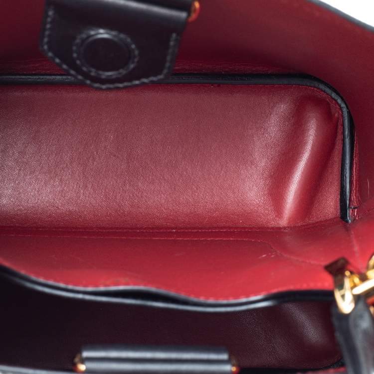 Pre Owned Prada Black Saffiano Leather Panier Top Handle Bag