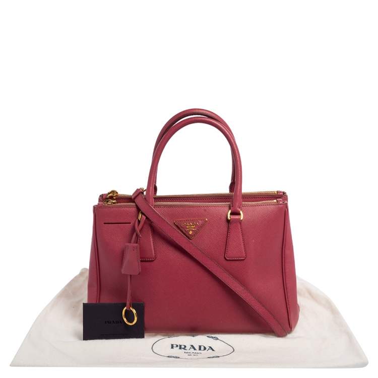 Pre Owned Prada Pink Saffiano Lux Leather Small Galleria Tote