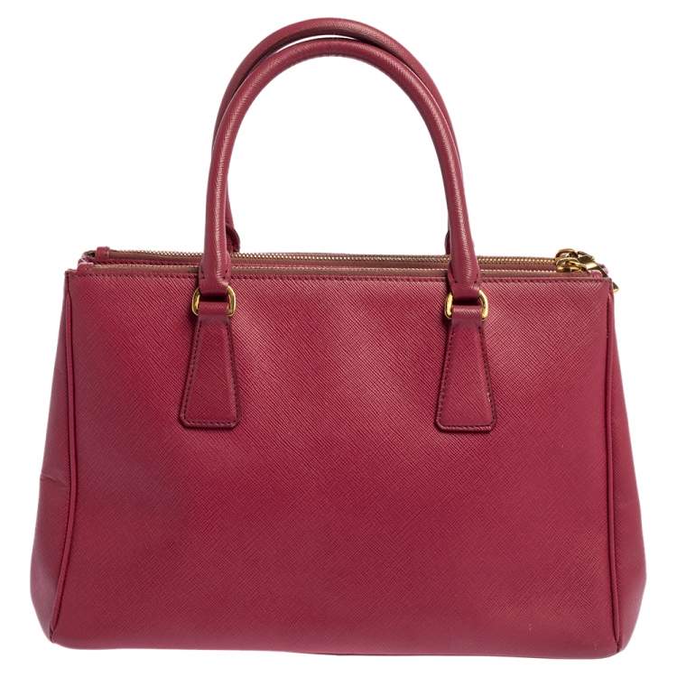 Pre Owned Prada Pink Saffiano Lux Leather Small Galleria Tote