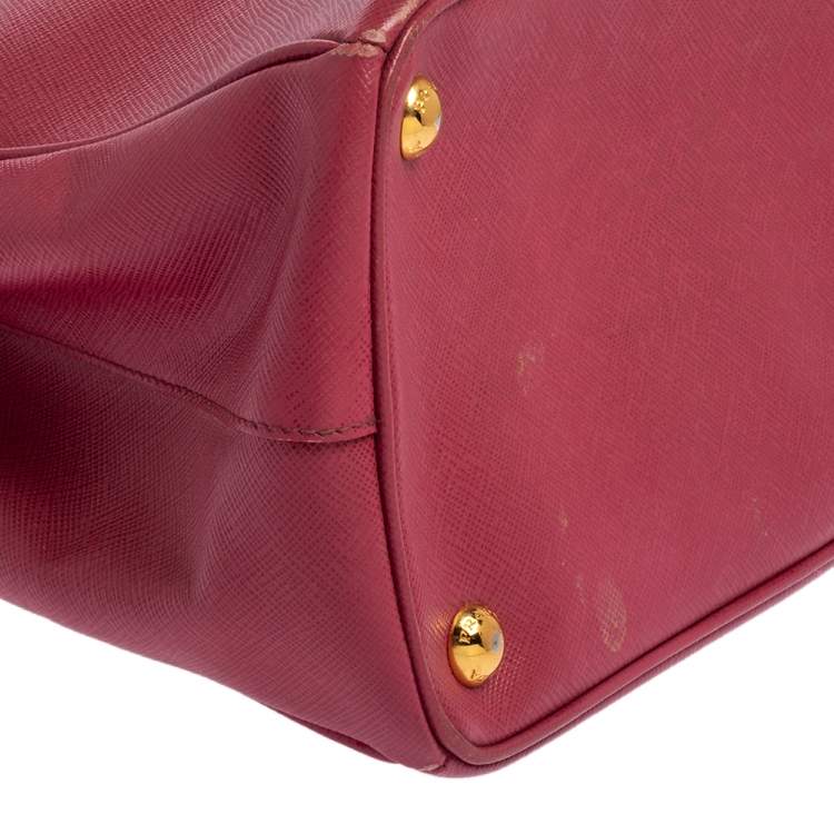 Pre Owned Prada Pink Saffiano Lux Leather Small Galleria Tote