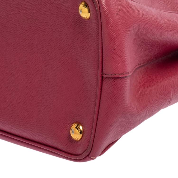 Pre Owned Prada Pink Saffiano Lux Leather Small Galleria Tote