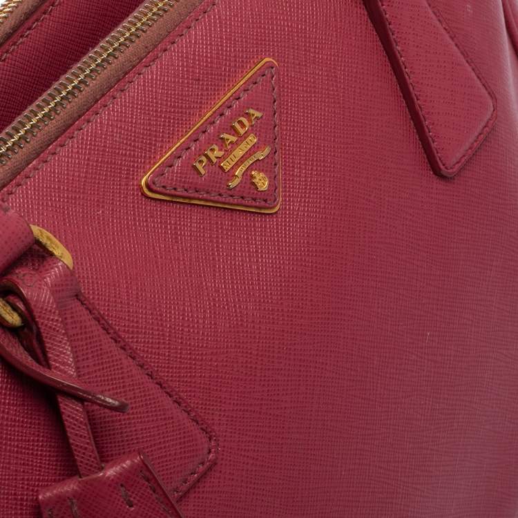 Pre Owned Prada Pink Saffiano Lux Leather Small Galleria Tote