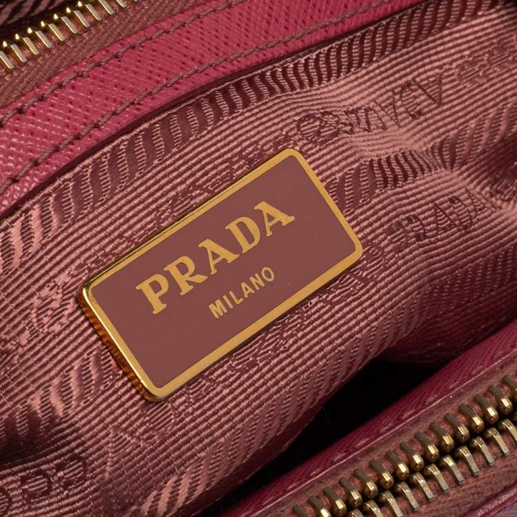 Pre Owned Prada Pink Saffiano Lux Leather Small Galleria Tote