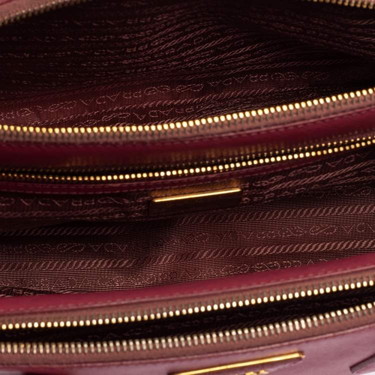 Pre Owned Prada Pink Saffiano Lux Leather Small Galleria Tote