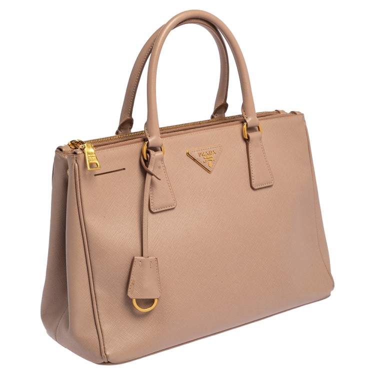 Pre Owned Prada Dusty Pink Saffiano Lux Leather Medium Galleria Tote