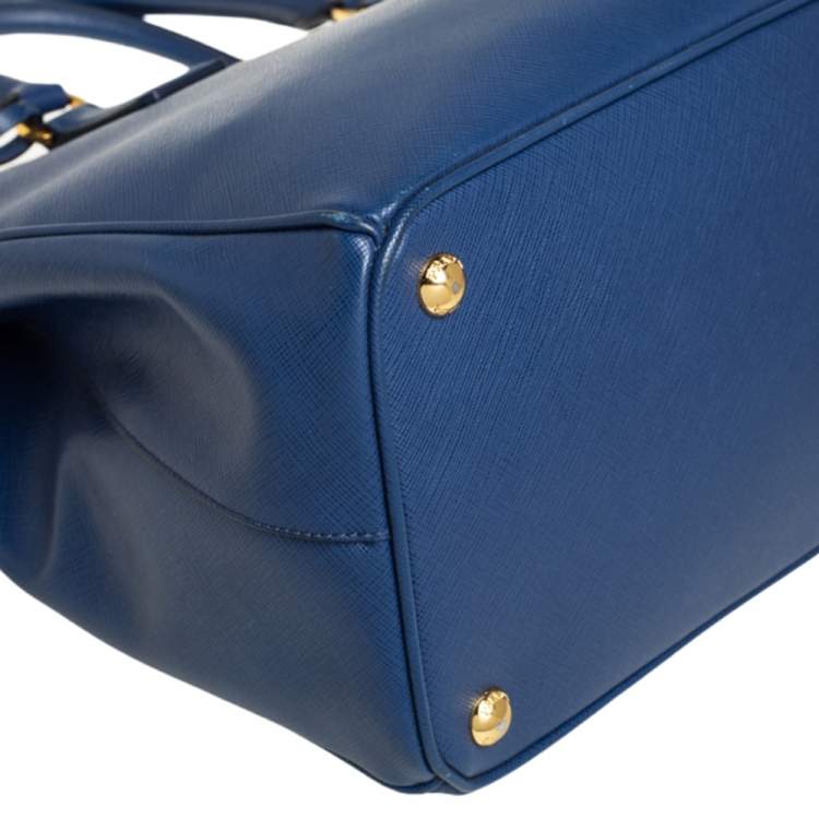 Pre Owned Prada Blue Saffiano Lux Leather Medium Galleria Tote