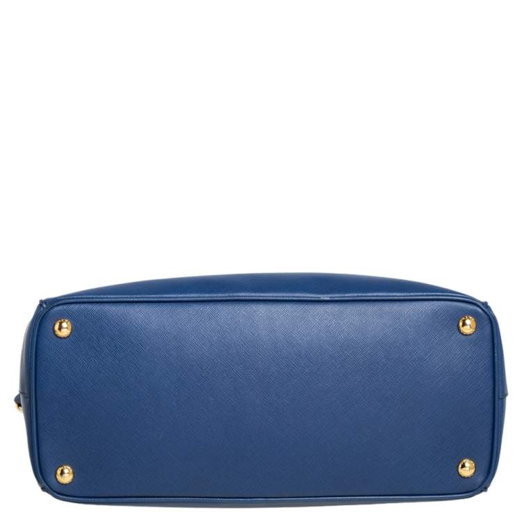 Pre Owned Prada Blue Saffiano Lux Leather Medium Galleria Tote