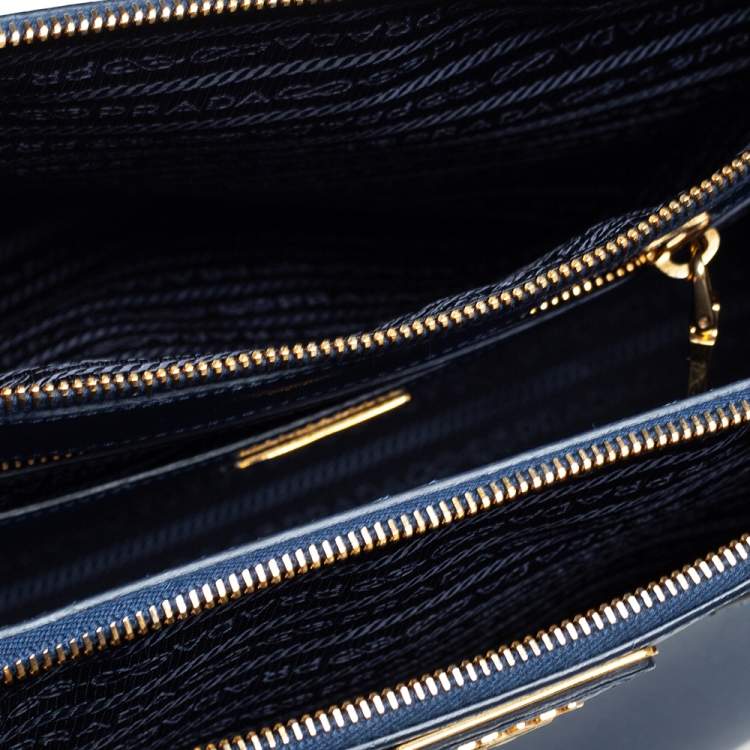 Pre Owned Prada Blue Saffiano Lux Leather Medium Galleria Tote