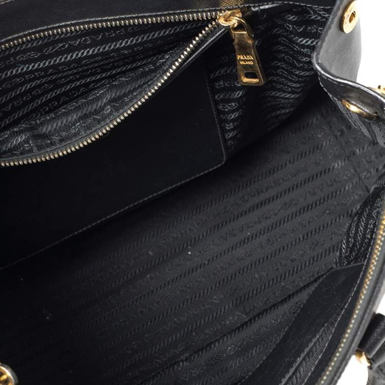 Pre Owned Prada Black Saffiano Lux Leather Medium Galleria Tote