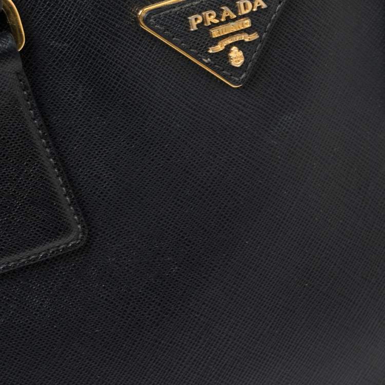 Pre Owned Prada Black Saffiano Lux Leather Medium Galleria Tote