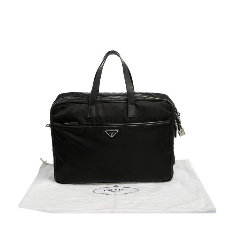 Pre Owned Prada Black Nylon and Leather Briefcase