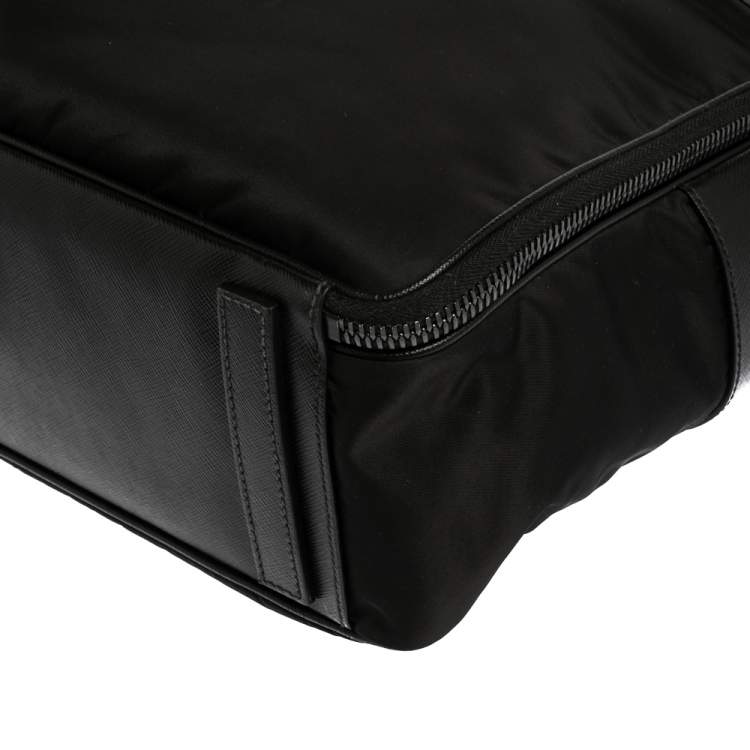Pre Owned Prada Black Nylon and Leather Briefcase
